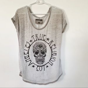 True Religion skull burnout tee Sz L